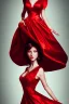 Placeholder: Adorable woman in red gown