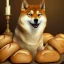 Placeholder: doge the shiba inu with lots of bread