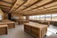 Placeholder: modern waste management center of wood, healthy, in the middle of atacama desert, inside view, educational center, machine