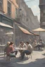 Placeholder: Humans revealing their inner animals in a cafe street scene