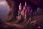 Placeholder: a castle in a underground cave, Various colors, purple, gold, rose, mushrooms, top with lucioles light, panoramic view, extremely high-resolution details, photographic, realism pushed to extreme, fine texture, incredibly lifelike perfect shadows, atmospheric lighting, volumetric lighting, sharp focus, focus on eyes, masterpiece, professional, award-winning, exquisite detailed, highly detailed, UHD, 64k,