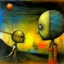 Placeholder: Style by Pawel Kuczynski and Joan Miro and Stephen Gammell, abstract surreal art, a great trick played beyond the void, gestalt metaphysical connections, lunatic shine textures,