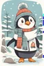 Placeholder: A cute cartoon penguin wearing winter clothes and a hat