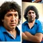 Placeholder: Create a highly realistic 3D scene. An detailed Realistic of Play Football Diego Maradona transforming her into a woman with the same specifications as the attached image. The method of transforming the painting in full detail. A comedic and funny touch. Ultra wide angle. Extremely realistic fine details. Highly realistic detailed display. Great full presentation and amazing drawing style. Transfer the full detailed drawing of the image at a wide and precise angle. Inspiri