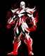 Placeholder: Dragman art illustration black background red and white color full body