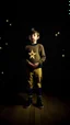 Placeholder: full body studio photography of a boy holding a star, vintage, eerie atmosphere, contrasting reflections, hard light, kodak 400 handles, hd