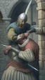 Placeholder: civilian being stabbed in the back medieval