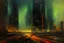 Placeholder: planet, space, modern cyberpunk city, arid land, epic, lesser ury impressionism painting