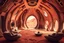 Placeholder: A spectacular interior inside a house with futuristic architecture on the planet Mars, using the Dune color palette, Photo realistic