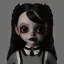 Placeholder: Jenna ortega with wednesday addams dress,soft goth libstick, wednesday addams make up, overknee socks, dramatic lighting, highly detailed oil painting, volumetric lighting