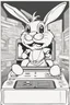 Placeholder: Lineart image of the easter bunny playing a video game console