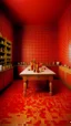 Placeholder: An orangish red laboratory with vials designed in ancient Roman mosaics painted by Henry Robert-Bresil