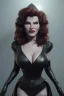 Placeholder: Rita Hayworth as evil queen in black leather, busty, cleavage, curvy, angry, stern look. character design by cory loftis, fenghua zhong, ryohei hase, ismail inceoglu and ruan jia. unreal engine 5, artistic lighting, highly detailed, photorealistic, fantasy