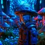 Placeholder: portrait of robotic hippie army officer inside glowing mushroom grove, 8k, down-light, soft light, depth of field, photo realism, trending on art station, high detail