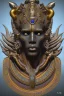 Placeholder: Aztec male African Egyptian alien, cracks in the voodoo head, wicked, eyes, crown, Elephant, 8k, finely detailed, photo realistic, tiger turquoise skull head gold dragon space alien snow skeleton gold hornytoad silver crown silver eyes