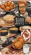 Placeholder: TEXT: "JUEVES" Made of fried CHICKEN, clean background