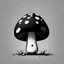 Placeholder: mushroom, black and white, cartoon, drawing, cute, creature, simple