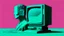 Placeholder: synth-wave, man no head, with monitor as head, iconic:1.8),