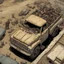 Placeholder: pickup truck, birds eye view, top view, illustration, aged, comic book, post-apocalyspe,