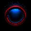 Placeholder: circle of waterdrops, dark romantic atmosphere, dark neon red and blue