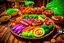 Placeholder: The picture shows a tasty and enticing dish containing a variety of tasty and colorful foods. The foods include perfectly grilled meat slices and crispy fresh vegetables pulsating with colors and flavors. The background shows a simple wooden table and a warm climate that feels comfortable and enjoyable to the eating experience.