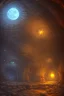 Placeholder: abstract, Moon like lamp in a dwarven mine underground, dungeon