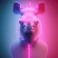 Placeholder: A beautiful portrait of a cyborg rhino pink neon color scheme, high key lighting, volumetric light high details psychedelic background