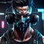 Placeholder: Man, realistic, muscular, front face, mask face, headphones, gym, cyberpunk