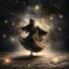 Placeholder: Hyper Realistic Sufi Whirling on stone floor with black & Golden Islamic Sufi Rustic Grungy Background with heavy fog & fireflies at dark night