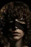 Placeholder: volto deforme di donna bendata con capelli ricci e frangia