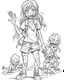 Placeholder: real little girl zombies, coloring image , full body (((((white background))))), only use an outline., real style, line art, white color, clean line art, white background, Sketch style