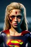 Placeholder: portrait, Shakira, make-up, angry, Realistic image, superhero, retro, supergirl, blood, sweat, fog, goddess. Black background, photo studio, concept art, smooth, unreal engine 5, god lights, ray tracing, RTX, lumen lighting, ultra detail, volumetric lighting, 3d, finely drawn, high definition, 4k.