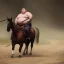 Placeholder: Fat guy on a horse in dark and scary place fighting with enemy