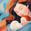 Placeholder: Abstract Mother's Day portrait art Mother and her son abstract illustration Maternal love Baby in