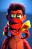 Placeholder: Waist up muppet Portrait, Nicolas maduro us muppet doll, Venezuelan president, tracksuit red blue and yellow, mustache, photo studio, red background, unreal engine 5, concept art, art station, ray tracing, lumen lighting, ultra detail, volumetric lighting, 3d.