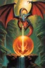 Placeholder: magic orb dripping with dragon fire. cloned wings. fantasy setting. painted by Jeff Easley