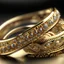 Placeholder: A close-up render of a set of elegant golden bracelets adorned with intricate engravings and sparkling gemstones