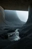 Placeholder: Photograph, NO PEOPLE, a mass of terrain, giant museum space, trees, pillars, high walls, high peak in a room, rag, powder, brook, sediments, deflagration of the background, geological formation, light, architecture, minimalist, details of the terrain very accentuated, 8k, deep 3d field, sharp, brutalist, hasselblad h6d400c --ar 85:128 --v 6.0, enhanced rocks, enhanced terrain, enhanced water