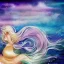 Placeholder: watercolor fantasy open sea waves mermaid curls pearls sky pearls gold glitter liquify