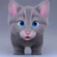 Placeholder: Adorable gray kitten with blue eyes looking confused