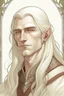 Placeholder: Portrait of male elf with long White hair, Frank Cho style