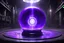 Placeholder: centered in the mid-ground, is a mysterious, glowing alien artifact. The artifact is a swirling orb of hypnotic, violent violet and white light, encased in a utilitarian metallic canister. The light from the artifact causes the space around it to ripple and distort (9th-dimensional warping effect). In the background, the industrial rescue ship 'Nightingale 229' is silhouetted against a dramatic deep-space vista. A massive, pulsing blue giant star is visible, with cosmic dust forming an ominous