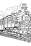 Placeholder: Outline art for coloring page OF TOY TRAIN SET 1940'S STYLE, coloring page, white background, Sketch style, only use outline, clean line art, white background, no shadows, no shading, no color, clear