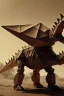 Placeholder: Mecha stegosaurus in sepia tones with a vignette