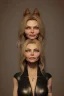 Placeholder: Michelle Pfeiffer in a black leather gown, evil, femme fatale, villain, leather, busty, cleavage, angry, stern look. character design by cory loftis, fenghua zhong, ryohei hase, ismail inceoglu and ruan jia. unreal engine 5, artistic lighting, highly detailed, photorealistic, fantasy