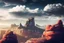 Placeholder: Distant City, rocks foreground, clouds