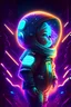 Placeholder: Little ambassador, banner, intergalactic, sci-fi, neon,