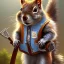 Placeholder:  highly detailed and realistic squirrel member wearing a vest and a bandana riding a chopper, high detail, realism, vibrant colours, graffiti accents, complementary colours, splash art, perfect composition, beautiful detailed intricate insanely detailed octane render trending on artstation, 8 k artistic photography, photorealistic concept art, soft natural volumetric cinematic perfect light, chiaroscuro, award - winning photograph, masterpiece, oil on canvas, raphael, caravaggio, greg rutko