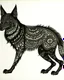Placeholder: A black shadow elemental wolf designed in Mehndi design painted by MC Escher