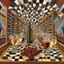 Placeholder: discord and rhyme wine glasses, Escher-like wine rack, op art neo surrealism, by Oleg Shuplyak, by Igor Morski, by optical illusion.